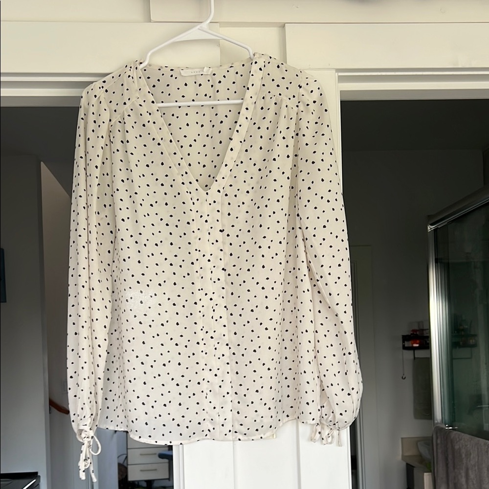 Women's White Polka Dot Blouse
